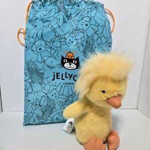 Jellycat Yellow Duck Stuffed Animal with Blue Bag